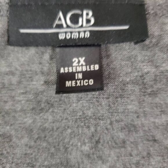 AGB 2X Plus Gray Open Front Cardigan Sweater - Picture 6 of 8